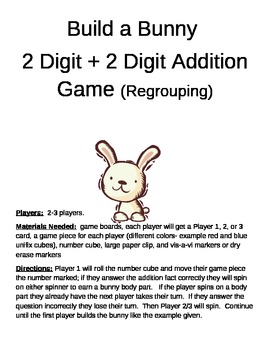 Preview of Build a Bunny 2 Digit Addition with Regrouping Game