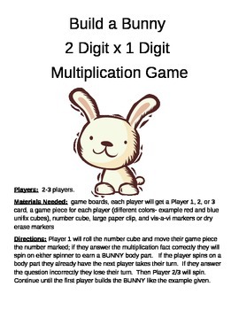 Preview of Build a Bunny 2 Digit x 1 Digit Multiplication Game