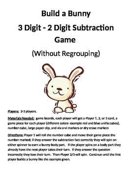 Preview of Build a Bunny 3 - 2 Digit Subtraction Without Regrouping Game