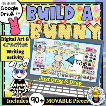 Preview of Build a Bunny: Digital Art & Creative Writing Google Slides Easter Activity