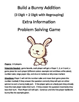 Preview of Build a Bunny Extra Information Word Problems (3 digit + 2 digit regrouping)