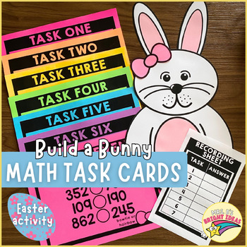 Preview of Build a Bunny Math Task Cards Scoot | Easter March/April Activities