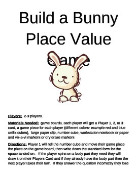 Preview of Build a Bunny Place Value Game