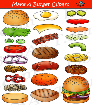 Preview of Build a Burger Make Hamburger Clipart Bundle