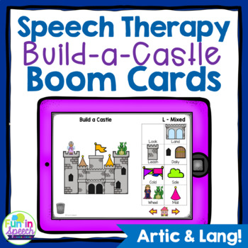Preview of Build a Castle Boom Cards for No Print Speech Therapy