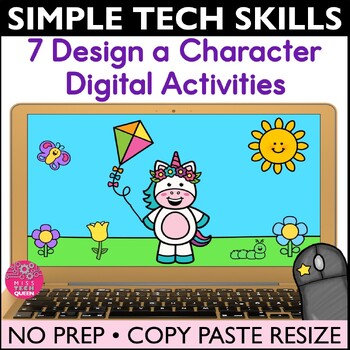 Preview of Build a Character 7 Digital Activity Computer Skill Mouse Practice Craft Unicorn