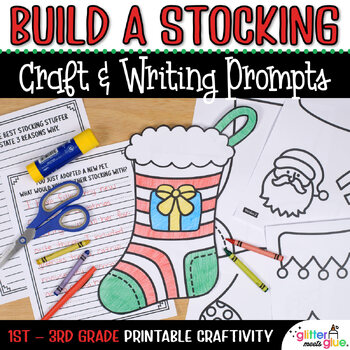 Preview of Build a Christmas Stocking Craft, Writing Activities, & Template for December