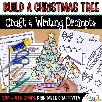 Preview of Build a Christmas Tree Craft, No Prep Writing Activities, Template for December