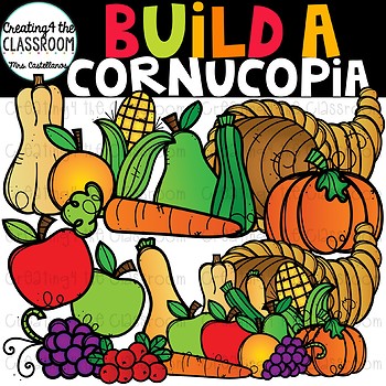 Preview of Build a Cornucopia Clipart {Thanksgiving Clipart}