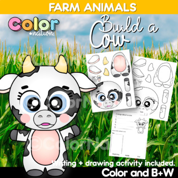 Preview of Build a Cow Printable Craft - Farm Animals Activity - Coloring Pages