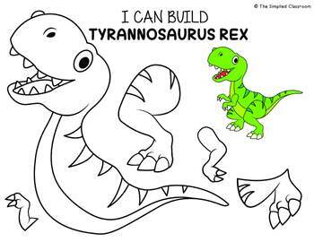 Build a Dinosaur Craft Color Cut and Paste Fine Motor Activity with Dinos