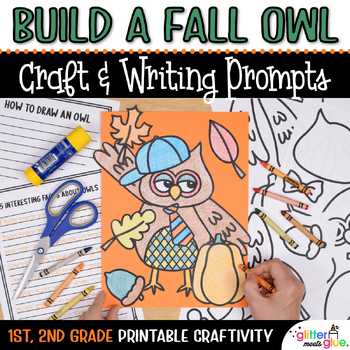 Preview of Build a Fall Owl Craft, Template, Writing Activities, October No Prep Sub Plans