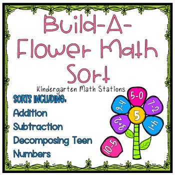 Preview of Build-a-Flower Math Sort- April Kindergarten Math Station