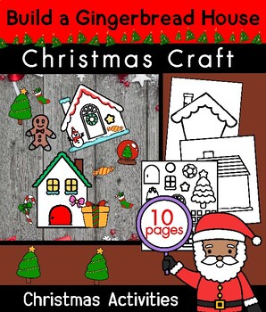 Preview of Build a Gingerbread House Craft: Christmas Coloring Pages:Christmas Activities