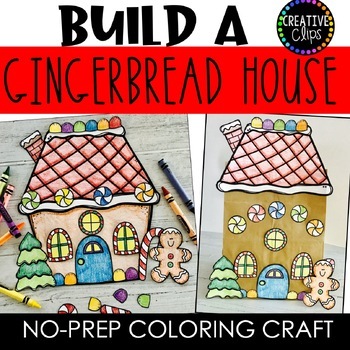 Preview of Build a Gingerbread House Paper Bag Craft: Christmas Coloring, Bulletin Board