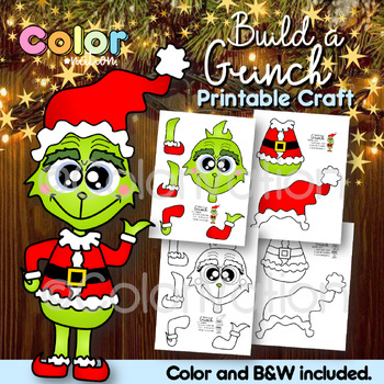 Build a Grinch Craft - Christmas Coloring Pages - Winter Craft by Color ...