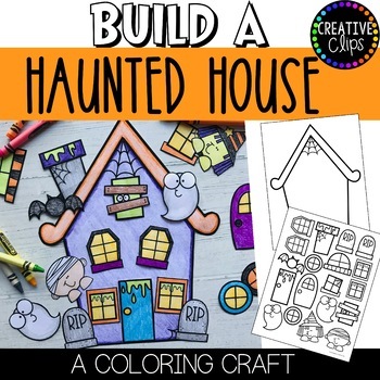 Preview of Build a Haunted House Craft - Halloween Writing Craft, Halloween Coloring Pages