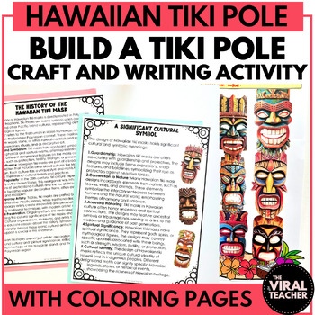 Preview of Build a Hawaiian Tiki Pole and Mask Craft Writing Activity AAPI Heritage Month
