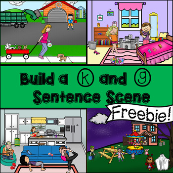 Preview of Build a K and G Articulation Sentence Scene No Print Freebie
