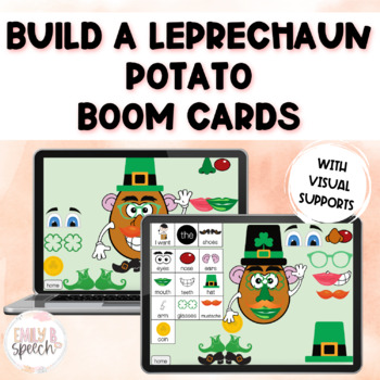 Preview of Build a Leprechaun Potato FREEBIE Boom Cards | Sentence Strips Speech Language