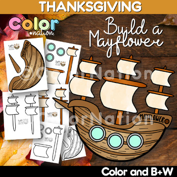 Preview of Build a Mayflower Craft - Thanksgiving - Autumn Activity - Fall Craft - Pilgrims