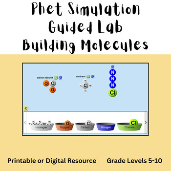 Preview of Build a Molecule (w/ Atoms) Phet Simulation (Guided Lab) Printable + Digital