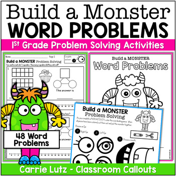 Preview of Build a Monster Math Craft – 1st Grade Word Problems