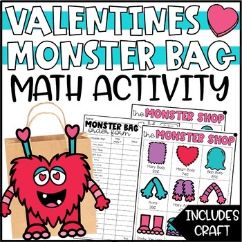 Preview of Build a Monster Valentine Bag - A Valentines Day Math Activity
