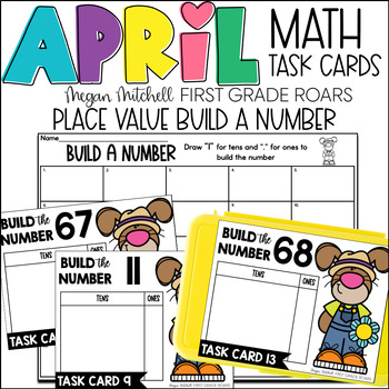 Preview of Build a Number  Math April Task Card Activity ELA Centers, Scoot, Morning Tubs