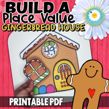 Preview of Build a Place Value GINGERBREAD House - Holiday 2 and 3 Digit Place Value