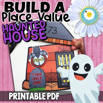 Preview of Build a Place Value HAUNTED House -Halloween 2 and 3 Digit Place Value