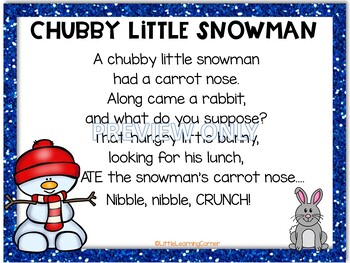 Build a Poem ~ Chubby Little Snowman - Pocket Chart Poetry Center