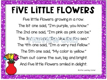 Build a Poem ~ Five Little Flowers ~ Pocket Chart Center | TPT