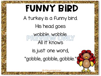 Build a Poem ~ Funny Bird ~ Thanksgiving turkey poem for pocket chart ...