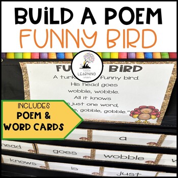 Preview of Build a Poem ~ Funny Bird ~ Thanksgiving turkey poem for pocket chart center