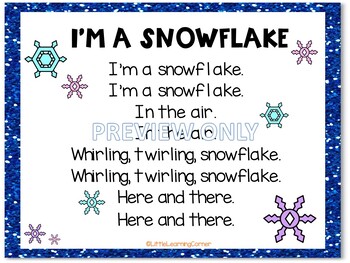 Build a Poem ~ I'm a Snowflake ~ Winter poem for pocket chart center