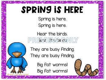 Build A Poem ~ Spring Is Here ~ Pocket Chart Center By Little Learning 