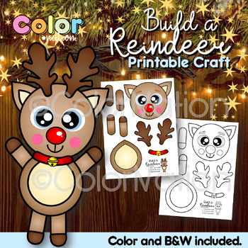 Build a Reindeer Printable Craft - Christmas Coloring Pages - Winter Craft