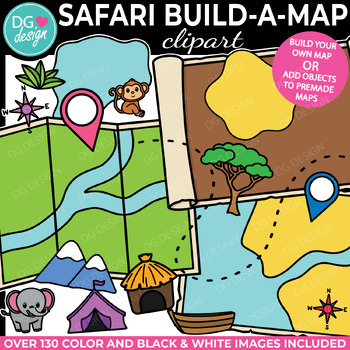 Preview of Build a Safari Map Clipart | Create Your Own Map | Zoo and Jungle Clip Art