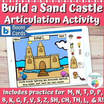 Preview of Build a Sand Castle Boom Cards™ Summer Speech Therapy Articulation Activity