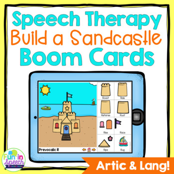 Preview of Build a Sandcastle Speech Therapy Boom Cards