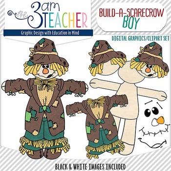 Preview of Build a Scarecrow BOY Clip Art Set #1