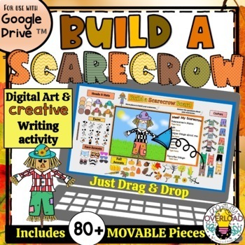 Preview of Build a Scarecrow: Digital Art & Creative Writing Google Slides Fall Activity
