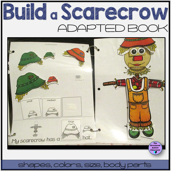 Preview of Fall Autumn Adapted Book Build a Scarecrow for Autism and Special Education