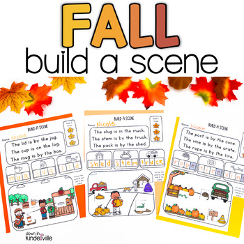 Preview of Build a Scene Fall: CVC Words, Digraphs, Blends, CVCe Words | Phonics Activities