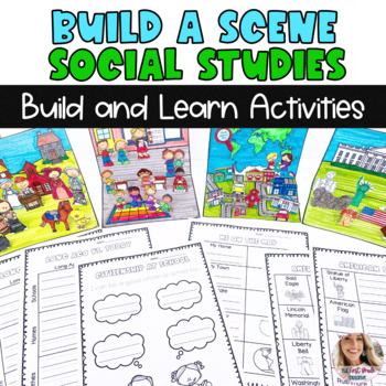 Preview of Build a Scene Social Studies First Grade Pop Up Crafts and Graphic Organizers