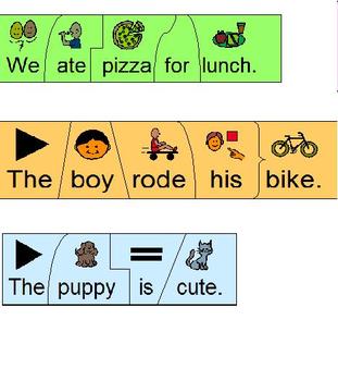 Preview of Build a Sentence; Color-Coded Cut & Paste Puzzle; Boardmaker special education