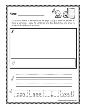 Build a Sentence - Cut and Paste by Janis Davidson's Primary Printables