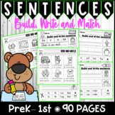 Build a Sentence Cut and Paste Matching Worksheets (CVC an