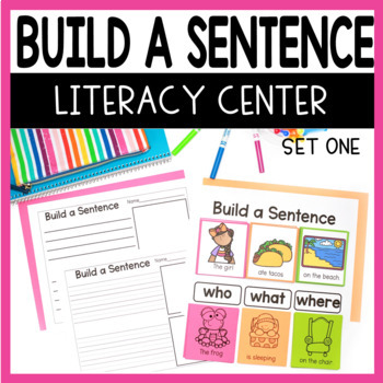 Preview of Sentence Building Kindergarten & 1st Grade Writing Center - Easy Literacy Center